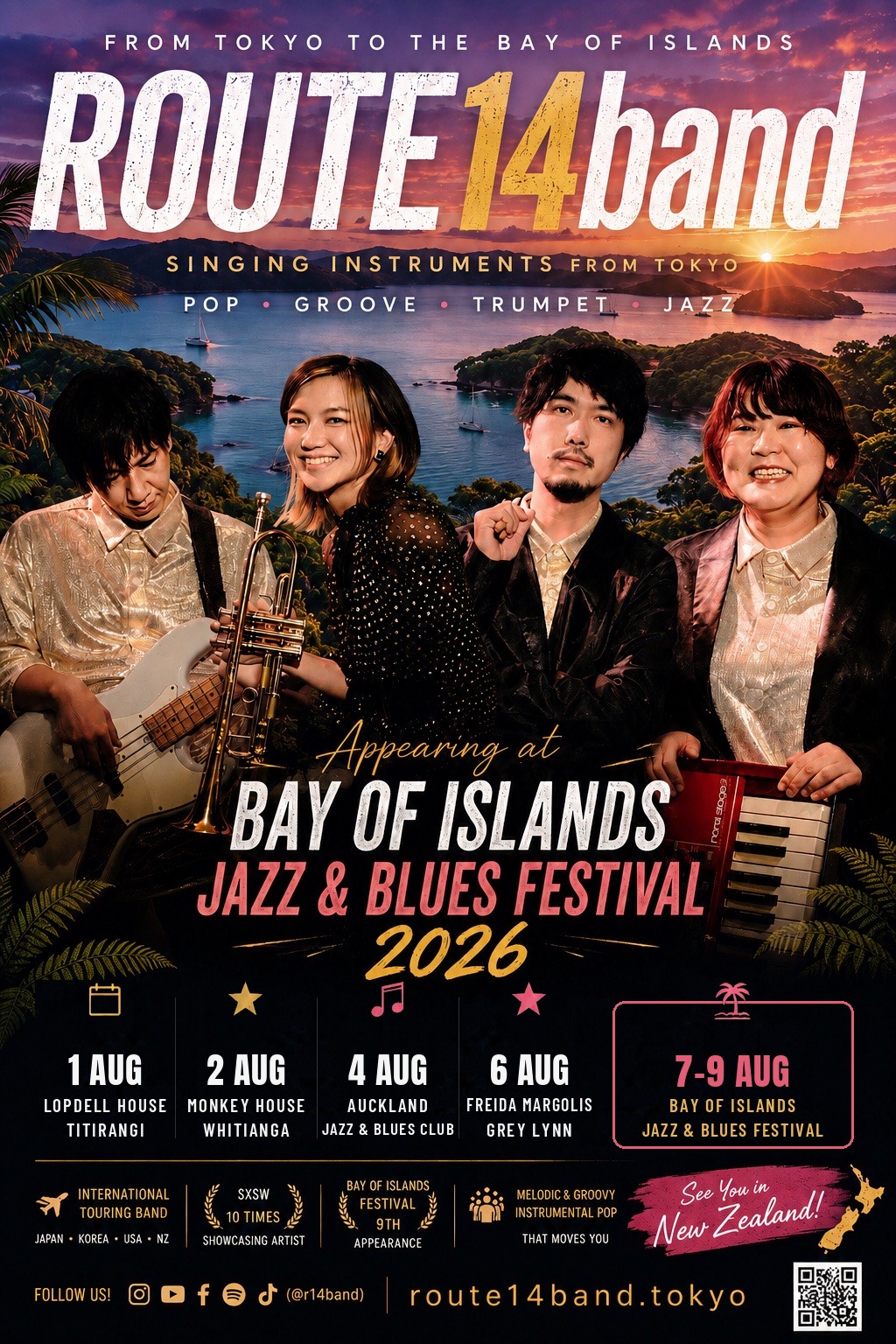 ROUTE14band NZツアー2026 ポスター